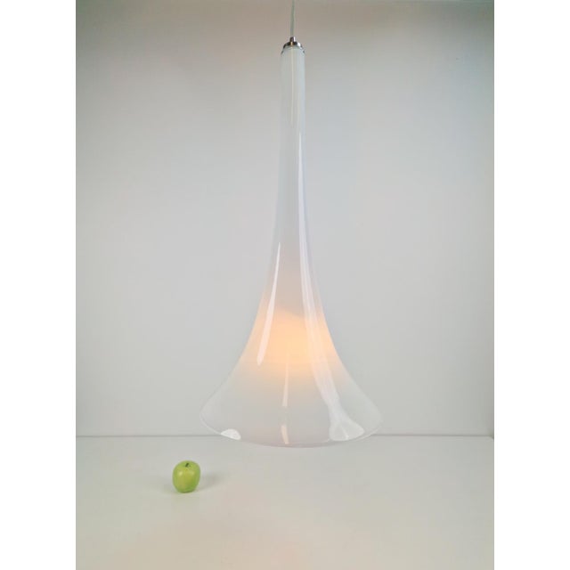 Large Handmade Trumpet Glass Pendant Lamps by Jaslo Glass, 1980, Set of 2 For Sale - Image 4 of 13