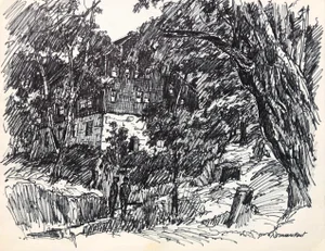 1950s Norman Kent Landscape Drawing