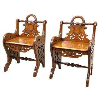 Set of 19th Century Oak Hall Seats, 1880 For Sale