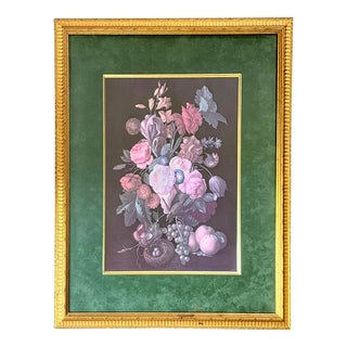 Late 20th Century Framed Baroque Botanical Still Life Lithograph Print For Sale