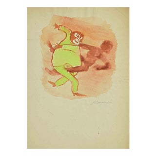 Mino Maccari, The Wrestlers, Watercolor, 1940s For Sale