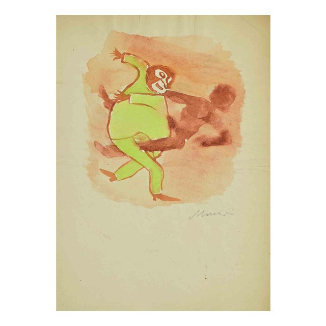 Mino Maccari, The Wrestlers, Watercolor, 1940s For Sale