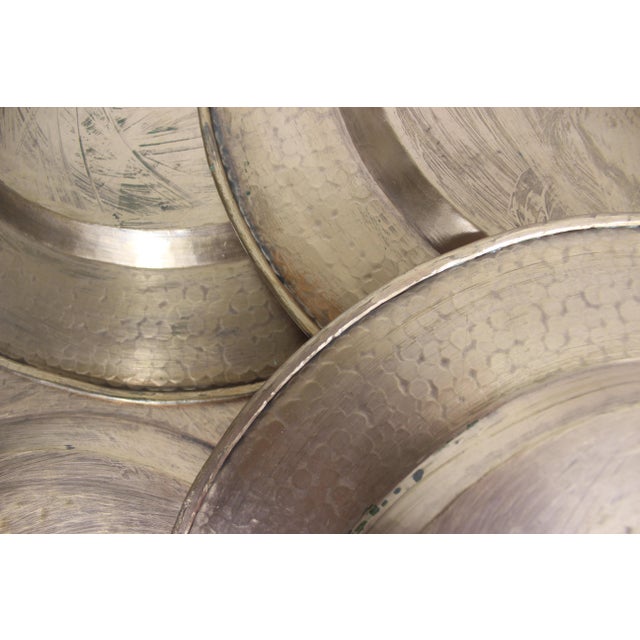 Vintage Hammered Copper Chargers With Patina, Set of 6 For Sale - Image 10 of 11