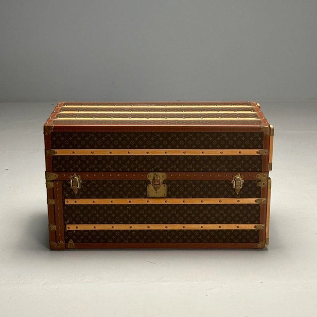 1990s Louis Vuitton, Steamer Trunk, Monogram Canvas, Leather For Sale - Image 4 of 12