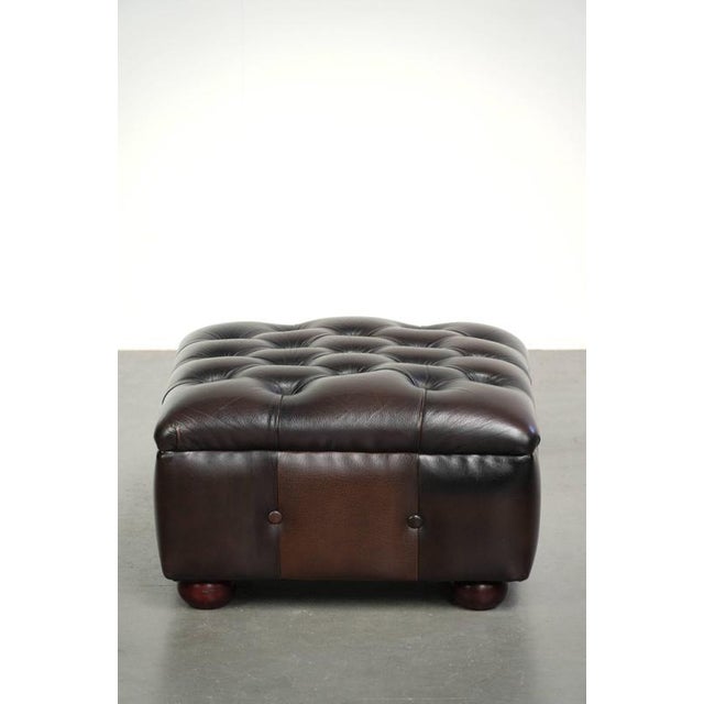 English Chesterfield Cowhide Ottoman with Colors For Sale - Image 3 of 10