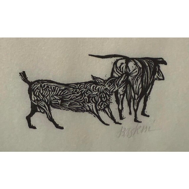 Black 1952, Untitled [Dog] From Castle Street Dogs, Set of 3 Framed and Matted Woodblock Prints, Artist Leonard Baskin For Sale - Image 8 of 10