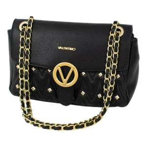 Mario Valentino Black Lamb Skin Leather Alice Quilted Handbag