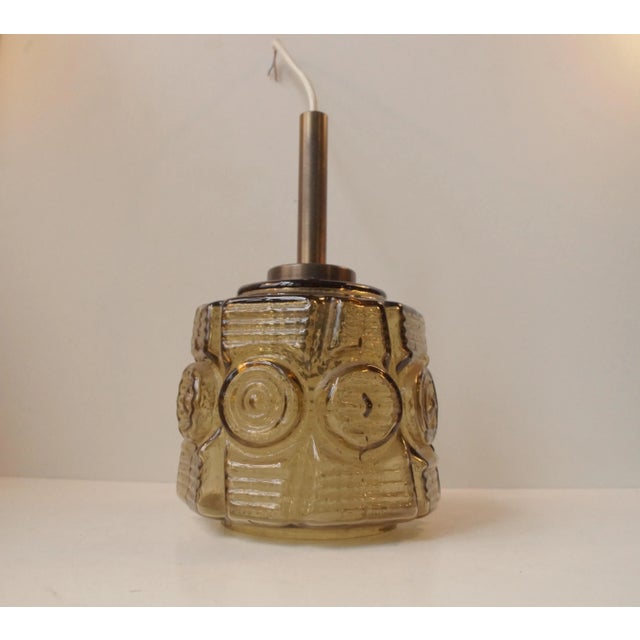 Danish Mid-Century Glass & Brass Pendant Lamp from Vitrika, 1960s For Sale - Image 10 of 10