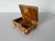A beautiful 1960s Italian jewelry box handcrafted from richly patterned natural agate stone, showcasing warm amber,...