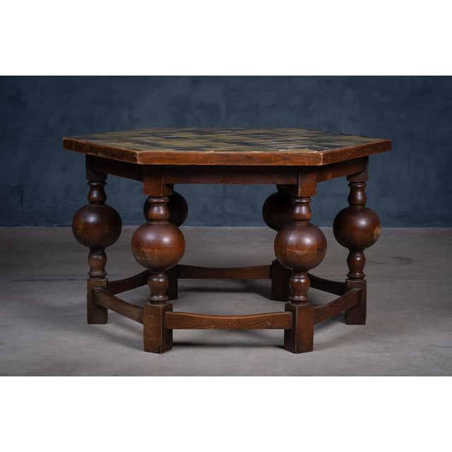 1930s Octagonal Coffee Table in Oak, 1930s For Sale - Image 5 of 12