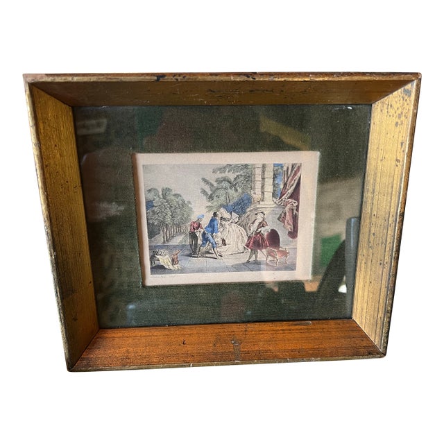 1970s Small French Framed Print, in Nicolas Lancret Style For Sale