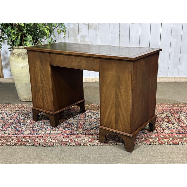 Wood English Desk in Mahogany with a Leather Top, 1950s For Sale - Image 7 of 16