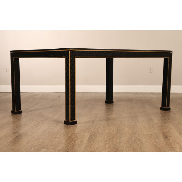 Black Chinese Chippendale Black Lacquered Dining Table With Two Leaves, Inset Glass For Sale - Image 8 of 18