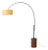 Tambo 92" Arc Lamp, Mid-Century Modern, Mustard Linen Shade, Black Nickel, Walnut Base For Sale