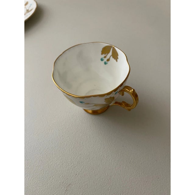 1940s 1940s Vintage Royal Stuart Gold/Teal Teacup, Saucer & Side Plate - Set of 3 For Sale - Image 5 of 6