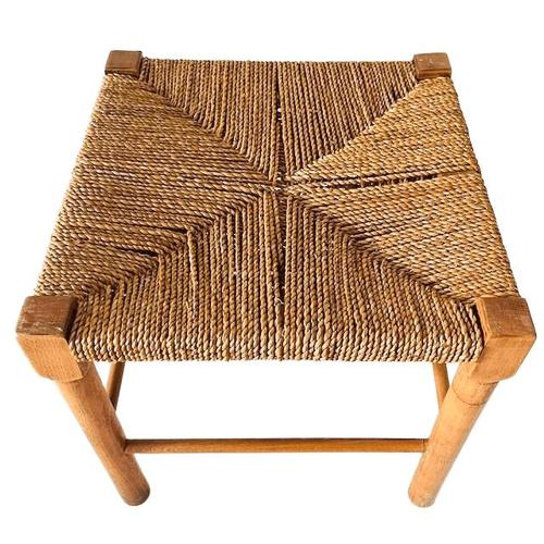 Brown Vintage Danish Wooden Stool with Rope Seat, 1960s For Sale - Image 8 of 8