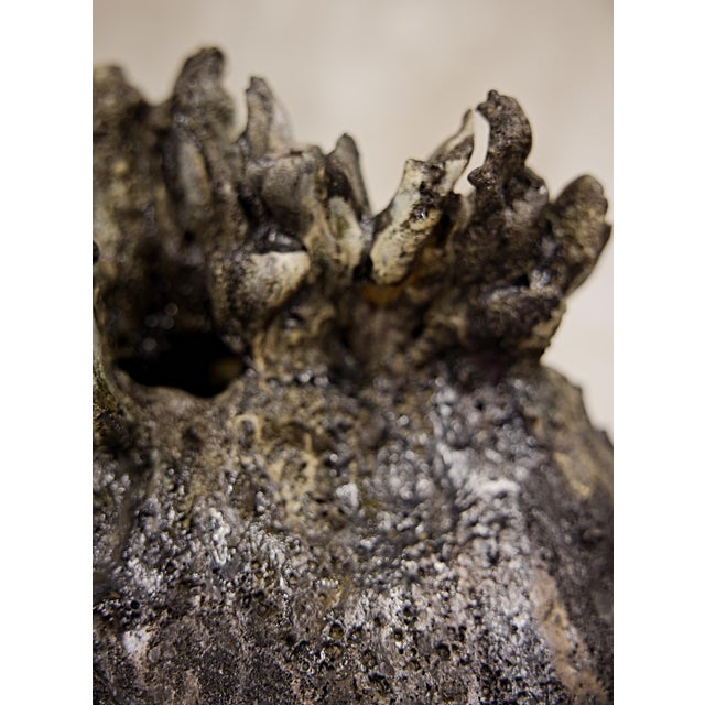 Contemporary Carbon Sculpted Moon Jar One of a Kind Hand Made For Sale - Image 3 of 9