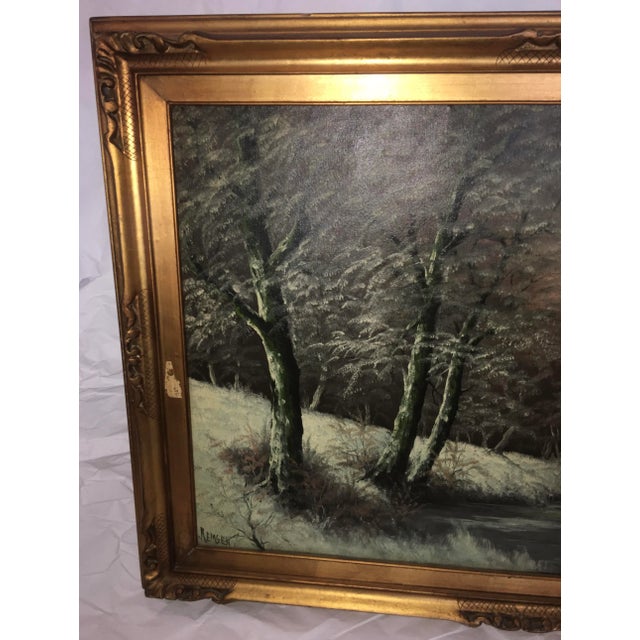 Wood Early 20th Century Winter Landscape Oil Painting by Ira Remsen, Framed For Sale - Image 7 of 13