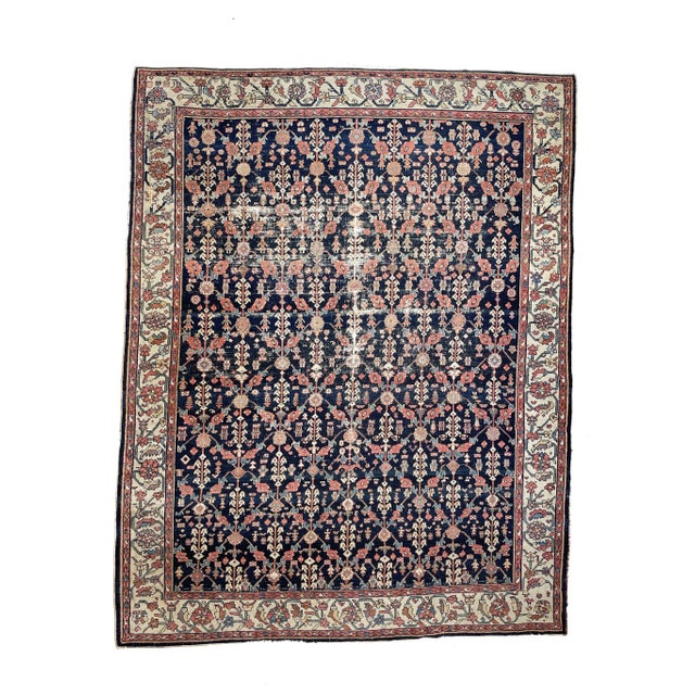 Antique Lattice Design Bordered Rug, 9.11 x 12.6 For Sale - Image 11 of 11