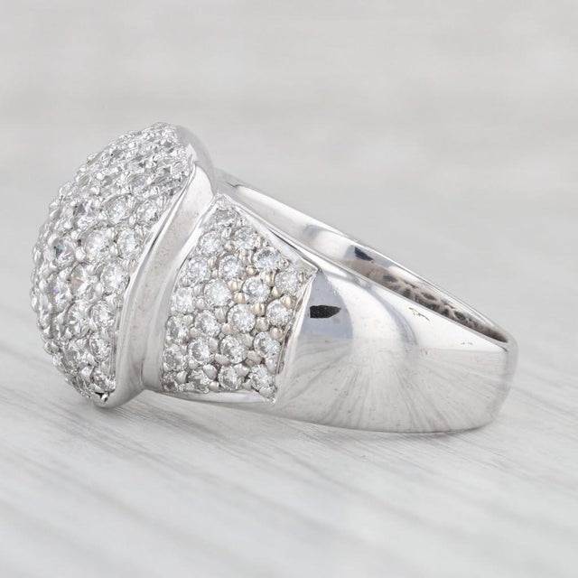 Modern 2.40ctw Diamond Cluster Ring 18k White Gold Size 6.75-7 Cocktail For Sale - Image 3 of 8