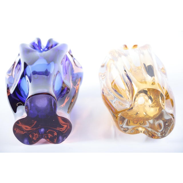 Glass Vase by Josef Hospodka for Sklarny Chribska, Czech, 1970s, Set of 2 For Sale - Image 12 of 15