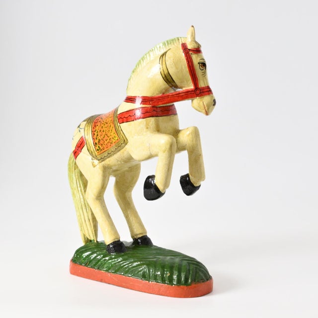 Vintage Hand-Painted Indian Horse Figurine, 1990s For Sale - Image 3 of 9