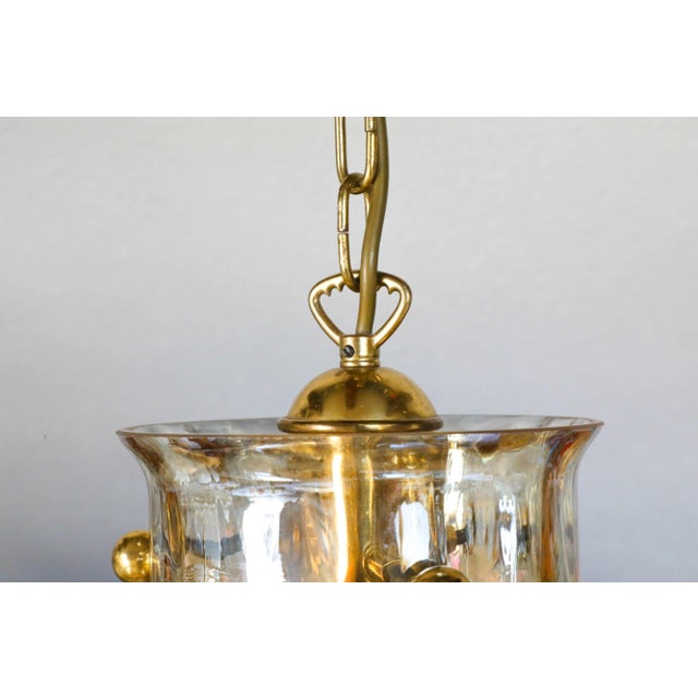 1970s Mid-Century Glass & Brass Pendant Light, 1970s For Sale - Image 5 of 14