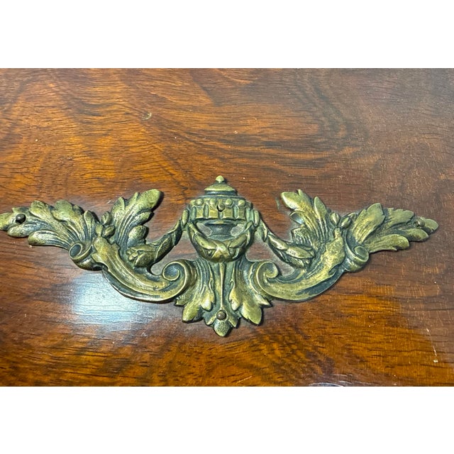 Quality Antique 19th Century Handmade Wood Bronze Writing Lap Desk Domed Box For Sale - Image 9 of 17