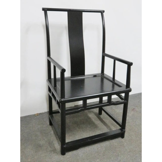 Wood Mid 20th Century Asian Style Ebonized Lacquered Armchair For Sale - Image 7 of 7