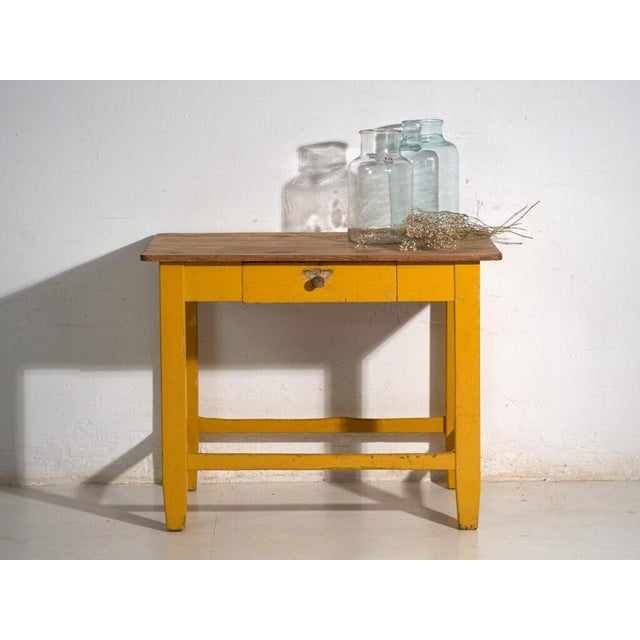 Brown Vintage Painted Kitchen Table in Pine Wood, Central Europe, 1920 For Sale - Image 8 of 11