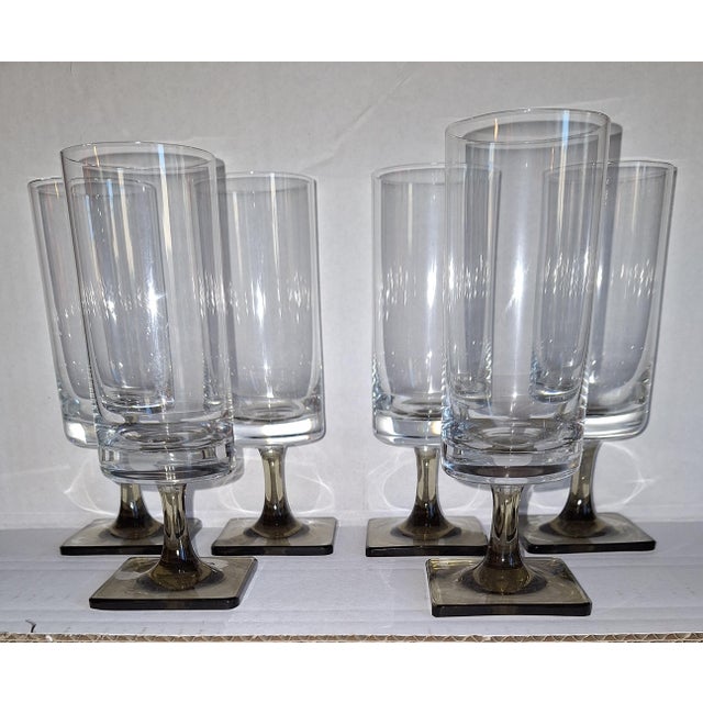 1960s Linear Smoke Series Flute Glasses by G.B. Jensen for Rosenthal, 1960s, Set of 6 For Sale - Image 5 of 5