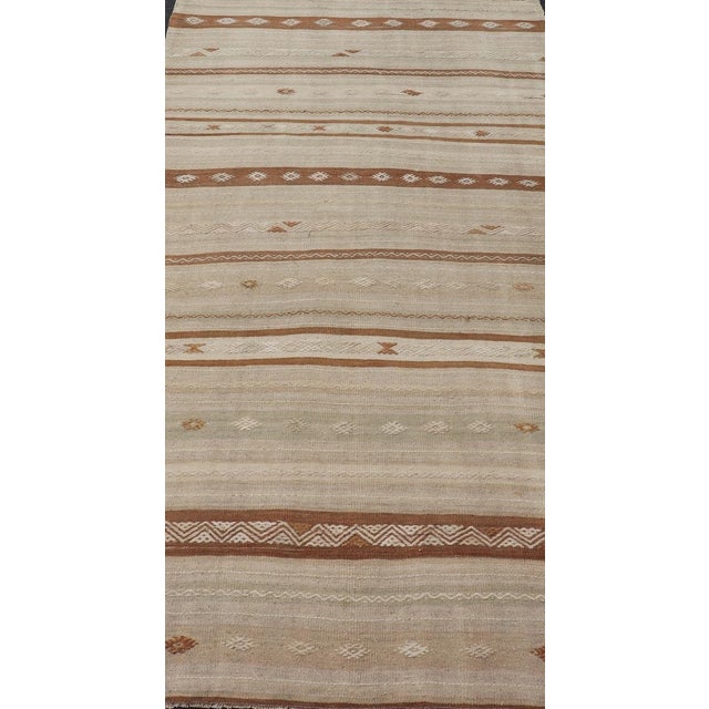 Vintage Turkish Kilim Rug With Earthy Tones and Striped Patterns For Sale - Image 4 of 10