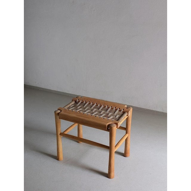 French Woven Seat Stool, 1960s For Sale - Image 9 of 10