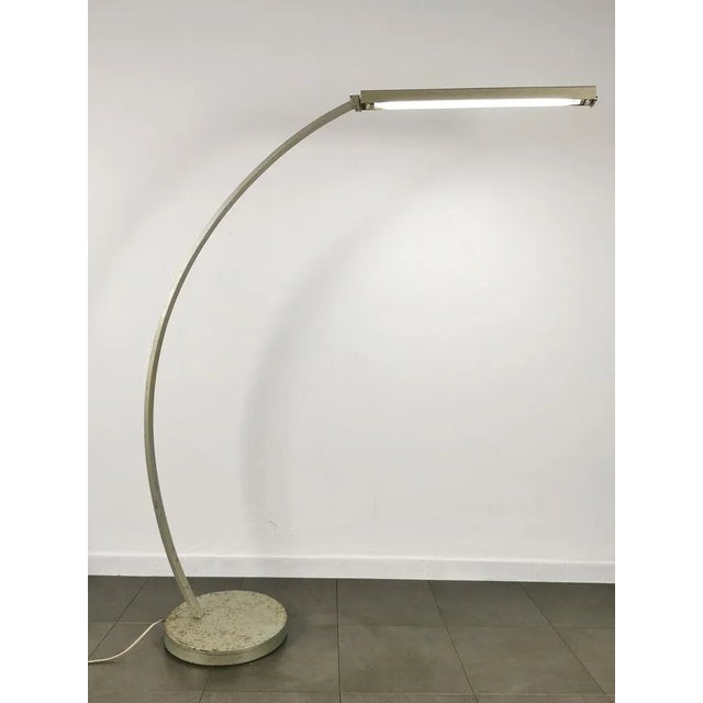 Vintage Italian Gray Enameled Metal Ground Lamp Years, 1960s For Sale - Image 4 of 13