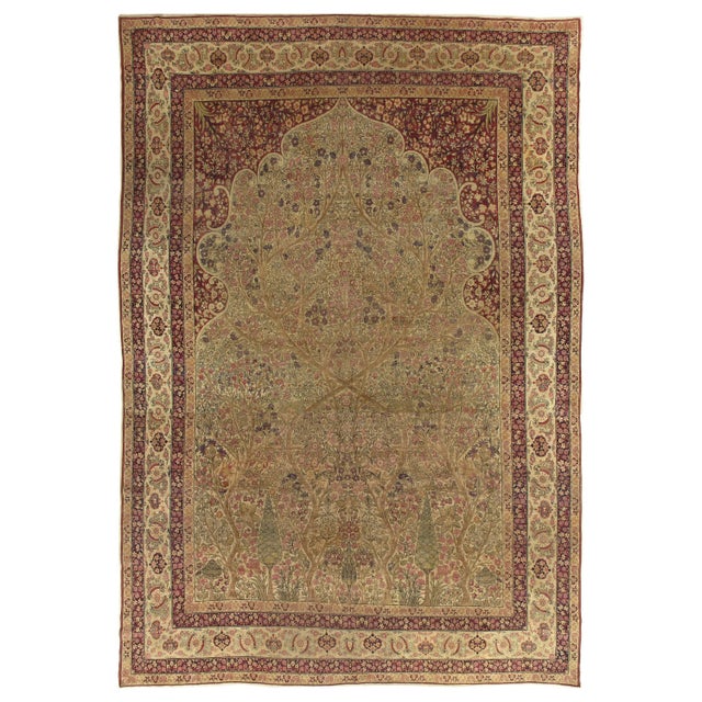 Antique Lavar Kerman Carpet, Fine Persian Oriental Rug Jewel Blue, Gold and Navy For Sale - Image 12 of 12