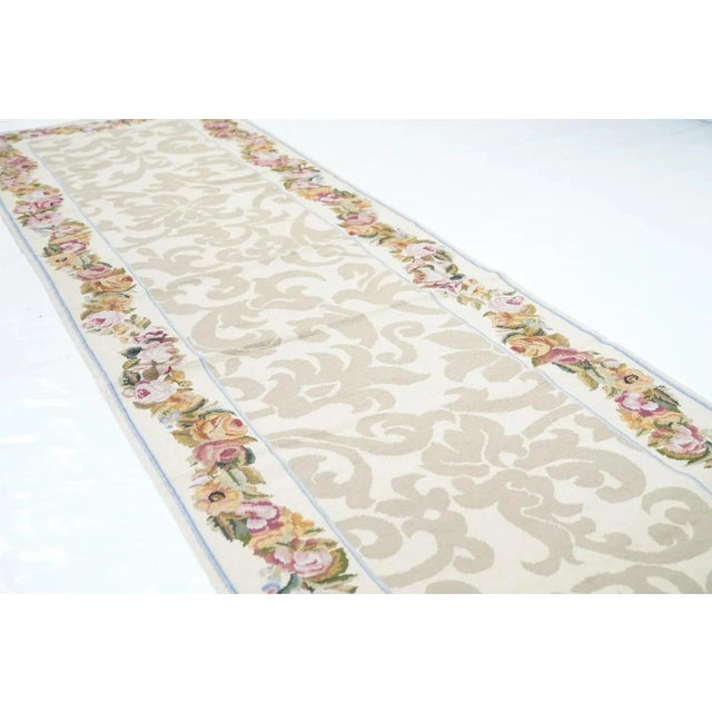 Gray Needle Point Runner 2'6'' X 9'10'' For Sale - Image 8 of 10