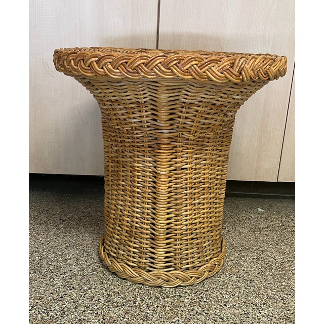 Vintage Woven Wicker Outdoor Seating & Table Set, 4 Pieces For Sale - Image 10 of 11