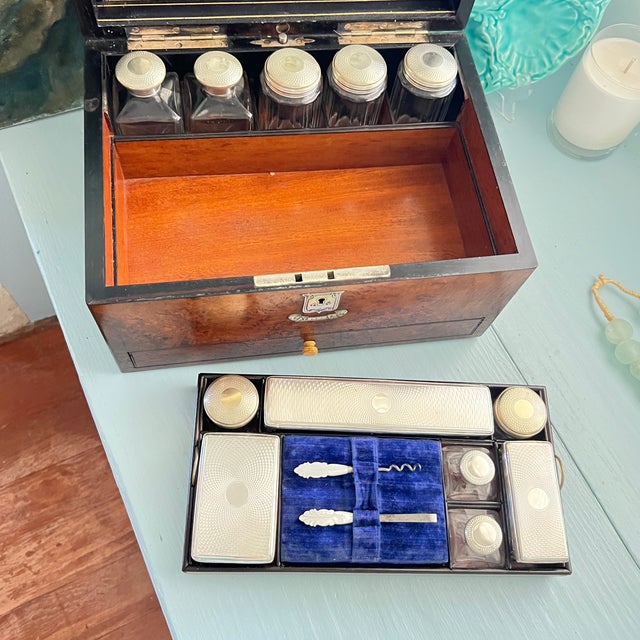 Antique Victorian Burr Walnut Vanity Dressing Case For Sale - Image 4 of 18