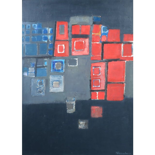 Piet Schoenmakers, Modernist Geometric Composition, 1959, Oil on Fiberboard For Sale - Image 4 of 6