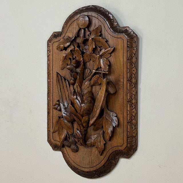 Pair 19th Century Country French Hunt Style Hand-Carved Oak Plaques For Sale - Image 13 of 16