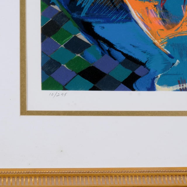 Hessam Abrishami "Figures With Guitar" Hand Signed and Numbered Limited Edition Lithograph 10/295 Framed and Matted For Sale - Image 4 of 6