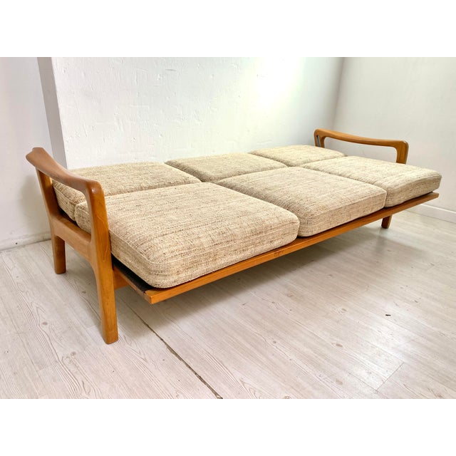 Teak, Denmark, 1960s. The lounge area when unfolded measures 105 x 198 cm. This piece has an attribution mark, I am sure...