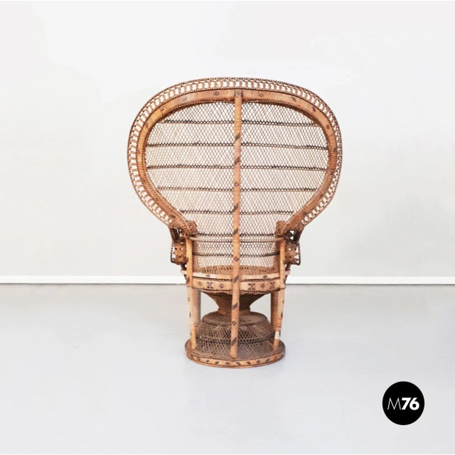 Mid-Century Oriental Straw Peacock Armchair, 1970s For Sale - Image 3 of 11