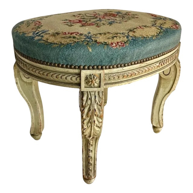 19th Century Louis XV Lacquered Wooden Stool For Sale