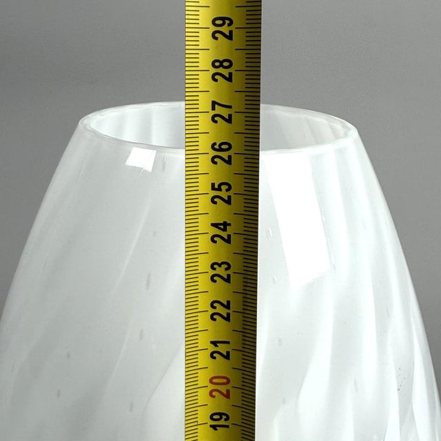 White Murano Glass Table Lamp with Chevron Feathers, 1970 For Sale - Image 11 of 12