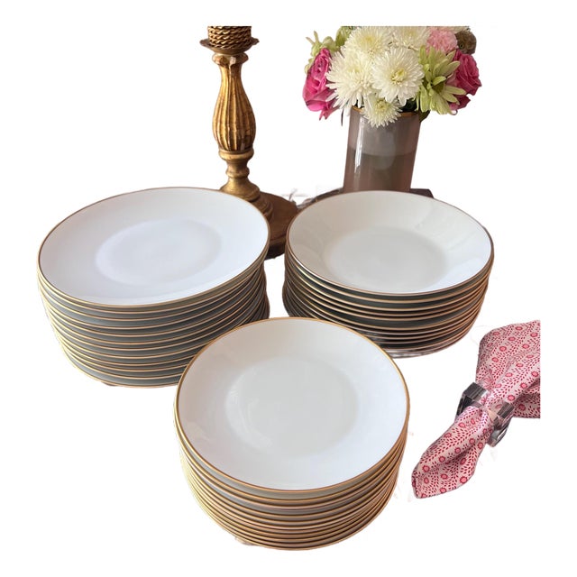 1970s Rosenthal Germany "Ascot" China // partial service for 12 // contemporary // classic // Fine China // vintage china set // gold band - 36 pcs For Sale