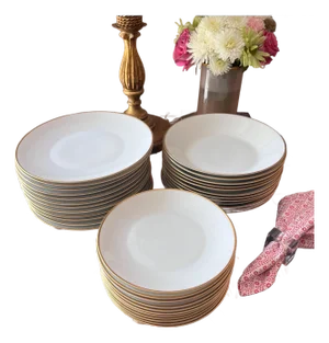 1970s Rosenthal Germany "Ascot" China // partial service for 12 // contemporary // classic // Fine China // vintage china set // gold band - 36 pcs