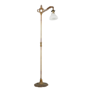 Mid 20th Century Restored Victorian Brass Plated Bridge Floor Lamp