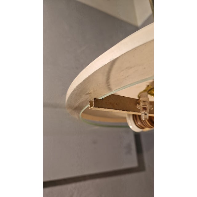 Metal Orange Milk Glass and Transparent Disk Pendant attributed to Gio Ponti for Fontana Arte, 1940s For Sale - Image 7 of 18