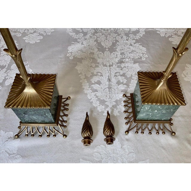 1990s Chapman Regency Antique Brass & Marble Candelabras - a Pair For Sale In New York - Image 6 of 11